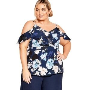 City Chic Orchid Top- Navy